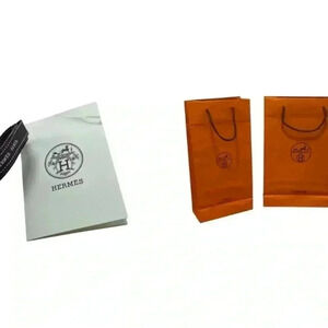 Hermes 2 gift shopping bags, card and ribbon